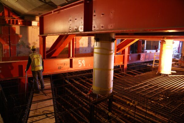 Werkzaamheden Noord-Zuidlijn onder Centraal Station.
