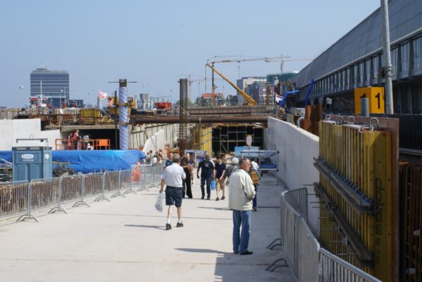Werkzaamheden Noord-Zuidlijn bij Centraal Station, Amsterdam.