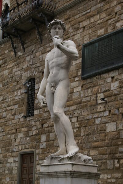 David-replica op Piazza della Signoria, Florence.