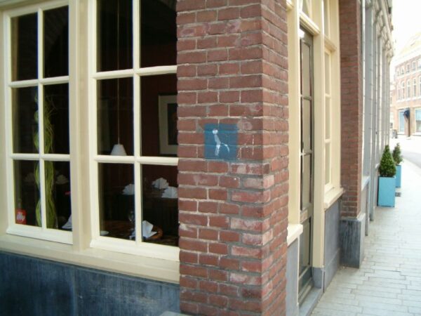 Plassen tegen een muur.