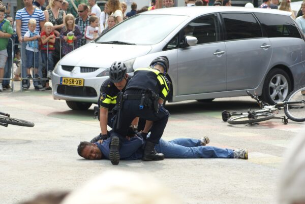 Politie-arrestatie tijdens Flikkendag 2014 in Maastricht.