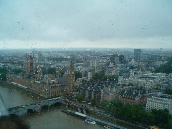 Palace of Westminster gezien vanaf de London Eye.