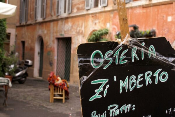Restaurantbord Trastevere, Rome.