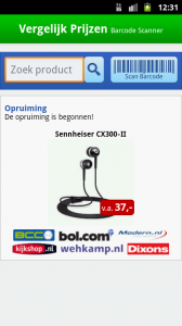 screenshot Vergelijk Prijzen Barcode Scanner 1.1