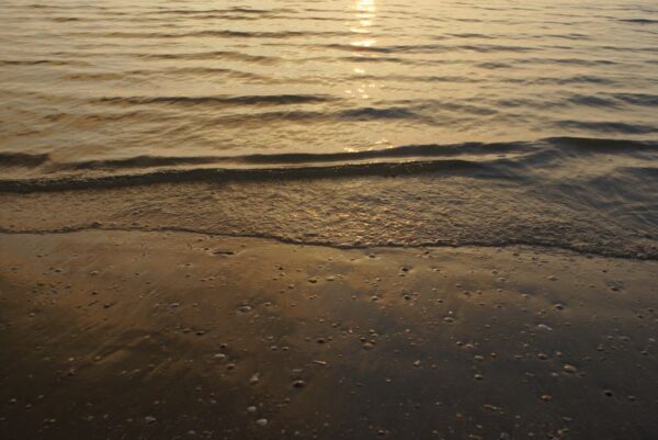 Avondzon op het strand.